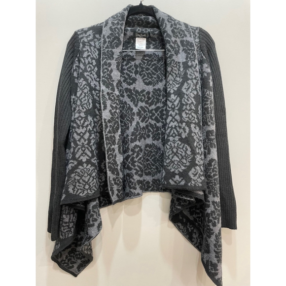 Silvia Novelli Sweaters - Silvia Novelli Asymmetrical Waterfall Cardigan S Gray Merino Wool Artsy Italy